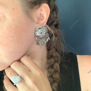Silver Western Statement Earrings